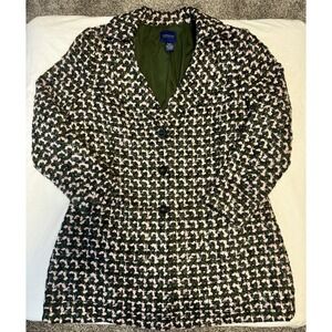 Doncaster Collection Wool Woven Midlength Jacket Sz 16 Pink Green Button Front
